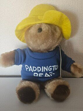 Paddington Bear Stuffed Plush Blue T-shirt Hat 1981 Eden Toys Vintage